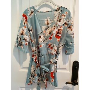 Blue floral blouse